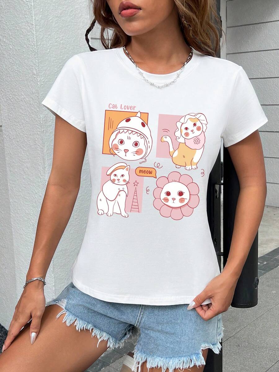 Carol Caju Camiseta con estampado de dibujos animados - Blanco - Ver 1
