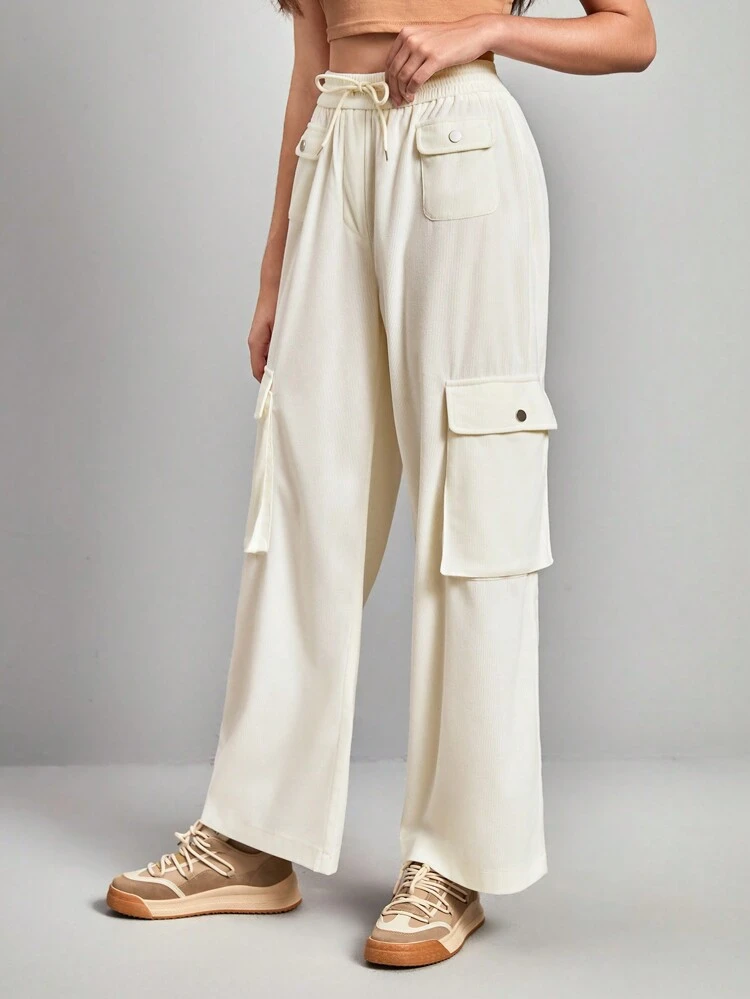 Flap Pocket Drawstring Waist Outdoor Pants