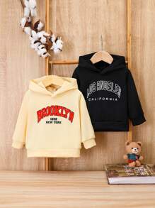 男嬰2入組字母圖案連帽衫