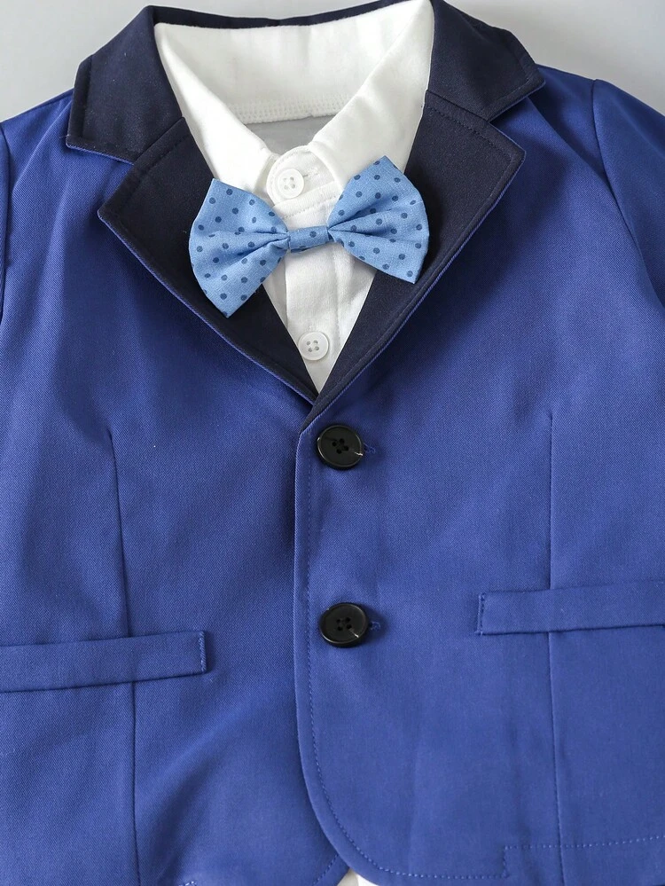 Baby Girl Bow Front Shirt & Blazer & Shorts & Hat