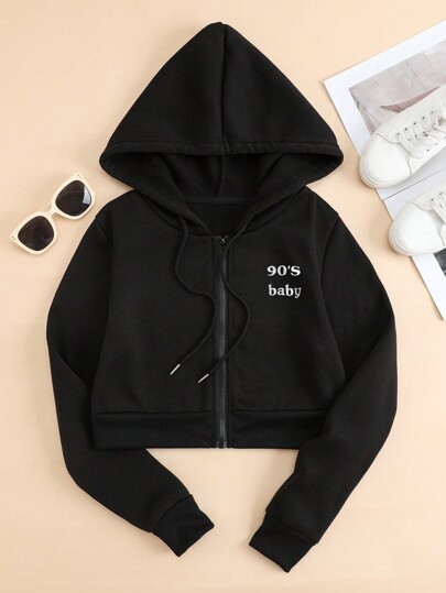 SHEIN EZwear 文字グラフィック ジッパーアップ サーマルライド