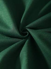 SHEIN Tween Girl Letter Graphic Zip Up Hooded Sweatshirt - Dark Green - View 3