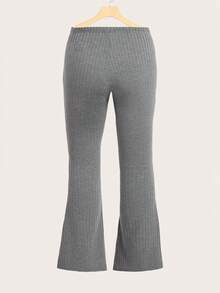 SHEIN CURVE+ Pantalones Acampanados De Talla Grande Con Cintura Elástica - Gris - Ver 2
