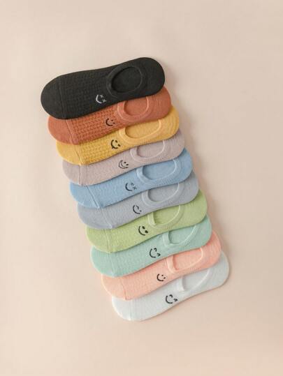 Maryam Alam 10 pares de calcetines invisibles con patrones de expresión, diseño artístico femenino para vacaciones