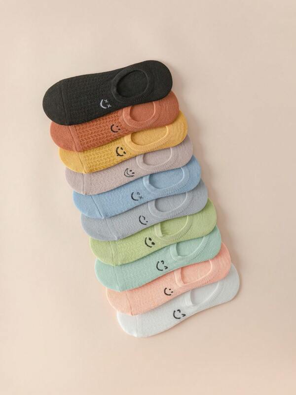 Maryam Alam 10 pares de calcetines invisibles con patrones de expresión, diseño artístico femenino para vacaciones