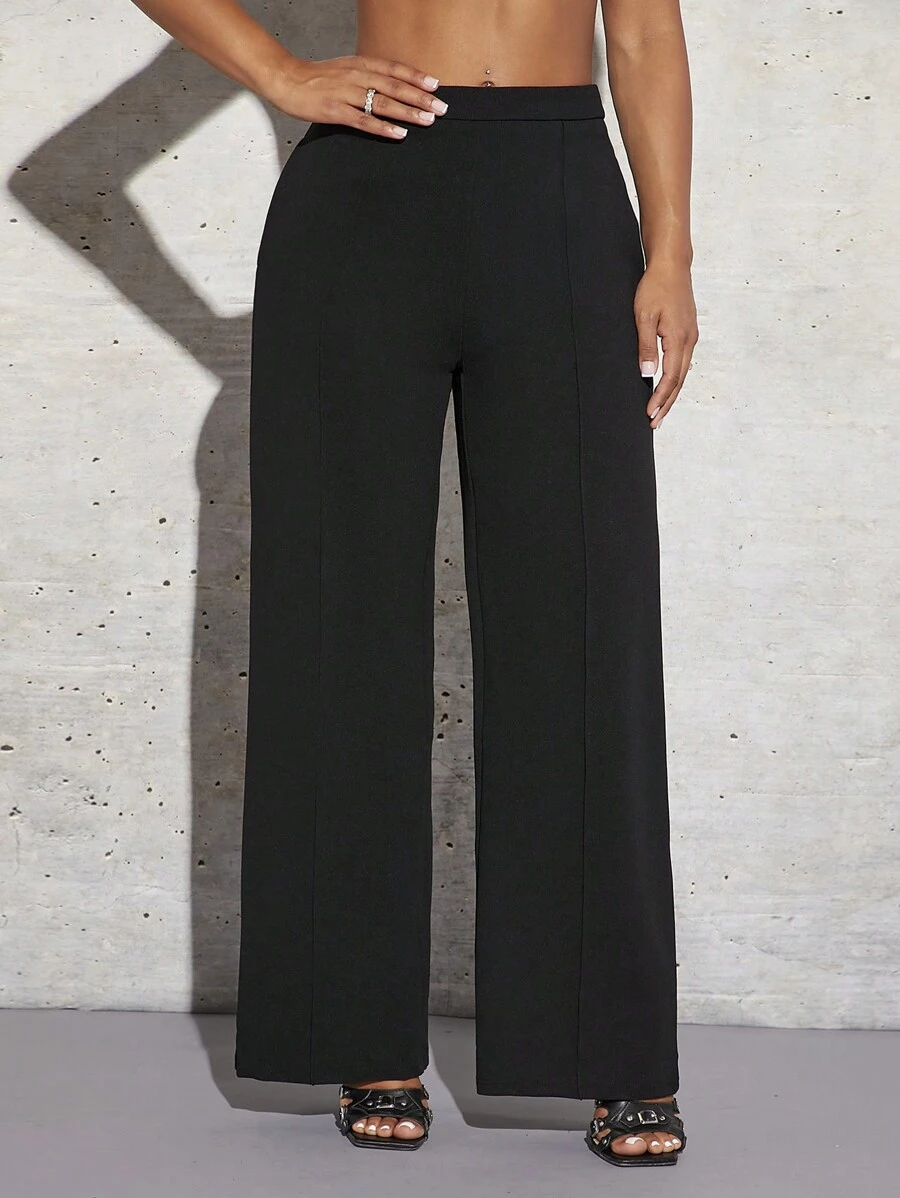 SHEIN SXY Solid High Waist Pants New Years Eve Party Sexy - Black - View 1