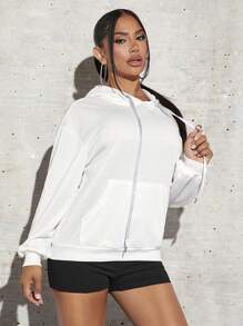 SHEIN SXY Drop Shoulder Drawstring Hoodie new years eve outfit
party outfit 
sexy outfit - White - View 4