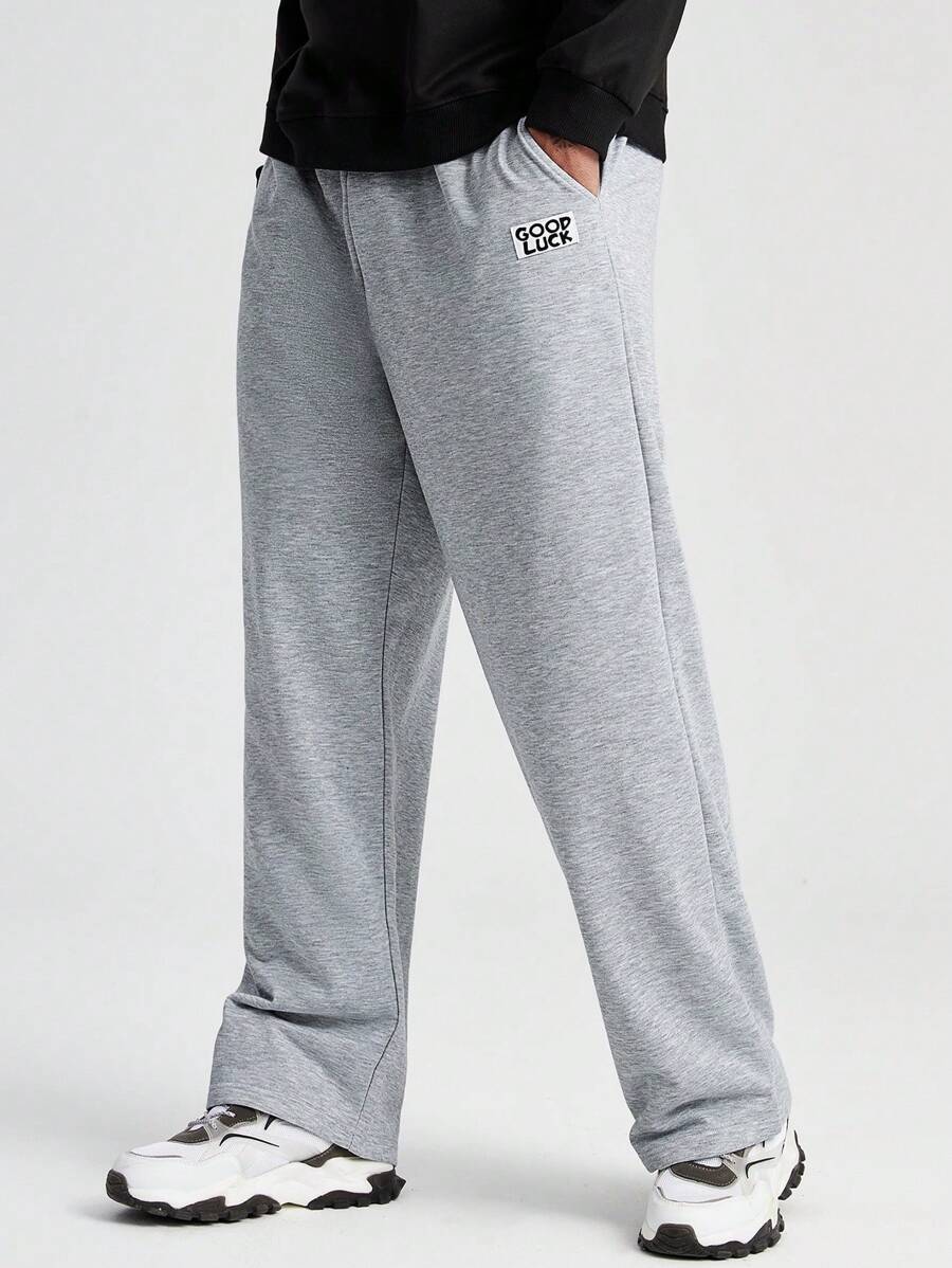 Manfinity Homme Quần bó sát eo có dây rút họa tiết chữ cái dành cho nam giới - Màu Xám nhạt - Xem 1