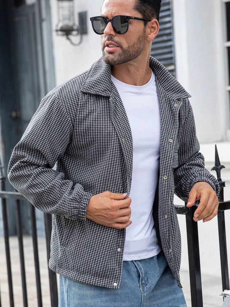 Men Plaid Print Shacket