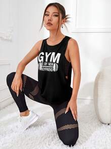 SHEIN Sports 字母圖案運動背心