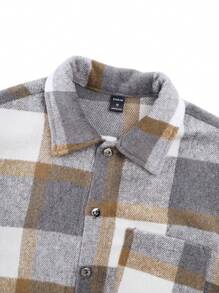 Manfinity Homme Men 1pc Plaid Print Pocket Patched Shacket - Multicolor - View 4