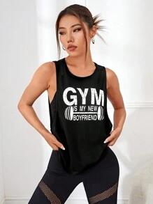 SHEIN Sports 字母圖案運動背心