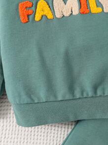 男嬰字母圖案衛衣和衛褲 - 軍綠色 - 查看 8