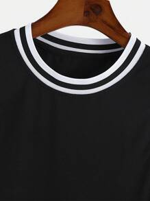 Manfinity Homme Hombres Top tank con estampado de letra ribete de rayas - Negro - Ver 5