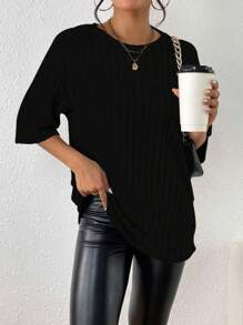 SHEIN Essnce 素色落肩T恤