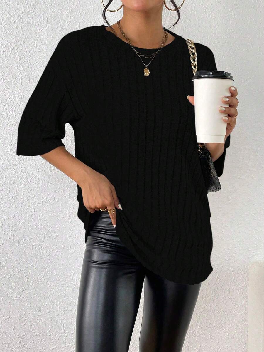 SHEIN Essnce 素色落肩T恤