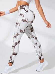 紮染寬腰帶運動打底褲 - 彩色 - 查看 6