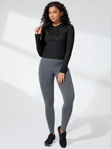 Easithlete 素色抽繩連帽運動衛衣 - 黑色 - 查看 3