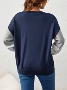 SHEIN Maternity Color Block Drop Shoulder Sweater, For Winter - Multicolor - View 3
