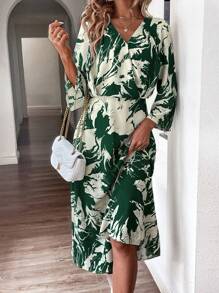 Chiquease Allover Print Surplice Neck Dress - Multicolor - View 4