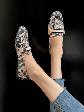 Mengshangli Höst/vinter damslip-on skor, PU-läderloafers med ärttå och platt klack för vårmode