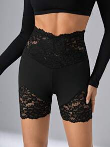 Firerie Contrast Lace Biker Shorts - Black - View 6