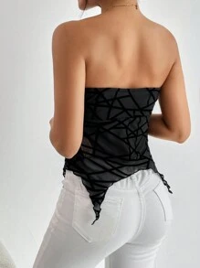 SHEIN Privé Geo Print Asymmetrical Hem Tube Top