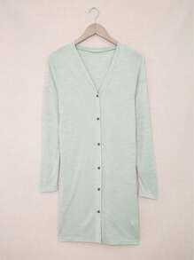 CILKOO Solid Button Front Coat - Grey - View 4