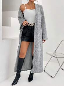 SHEIN Privé 流蘇前繫帶外套 - 灰色 - 查看 6