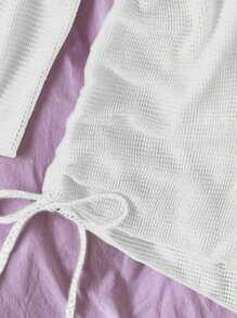 Swim Lushoire Summer Beach Drawstring Side Cover Up Jumpsuit Without Bikini Set - White - View 6