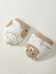 SHEIN Baby Boy Cartoon Graphic Bodysuit & Pants & Hat & Bib - Khaki - View 4