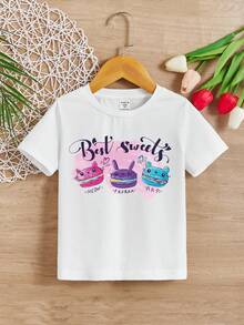 女小童標語和卡通圖案T恤