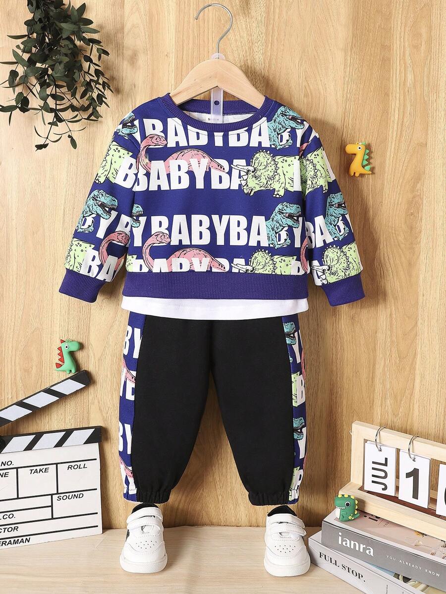 男嬰字母圖案衛衣和衛褲