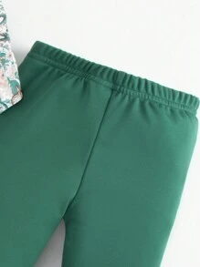 SHEIN Young Girl Paisley Print Bandana Hem Cami Top & Flare Leg Pants - Green - View 6