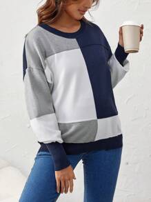 SHEIN Maternity Color Block Drop Shoulder Sweater, For Winter - Multicolor - View 6