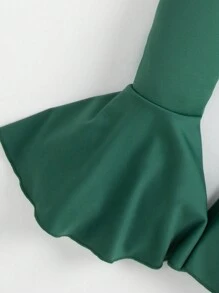 SHEIN Young Girl Paisley Print Bandana Hem Cami Top & Flare Leg Pants - Green - View 4