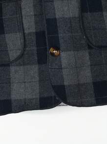 Young Boy Plaid Dual Pocket Teddy Lined Overcoat - Multicolor - View 3