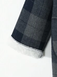 Young Boy Plaid Dual Pocket Teddy Lined Overcoat - Multicolor - View 5
