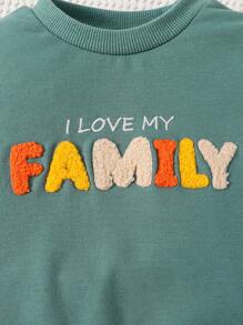 男嬰字母圖案衛衣和衛褲 - 軍綠色 - 查看 3