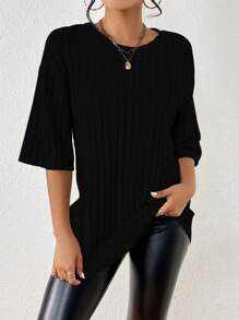 SHEIN Essnce 素色落肩T恤