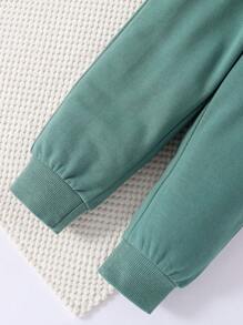 男嬰字母圖案衛衣和衛褲 - 軍綠色 - 查看 6