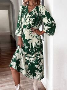 Chiquease Allover Print Surplice Neck Dress - Multicolor - View 3