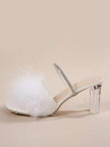 2023夏天高跟仙女風格鑽石鑲嵌涼鞋適合女士,打開跟 - 白色 - 查看 6