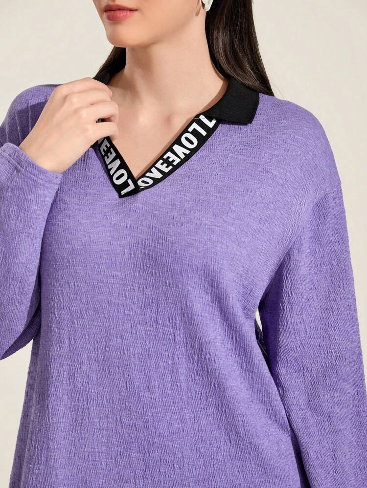 Letter Patched Drop Shoulder Hooded Dress