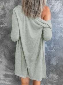 CILKOO Solid Button Front Coat - Grey - View 2