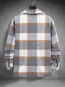 Manfinity Homme Men 1pc Plaid Print Pocket Patched Shacket - Multicolor - View 2