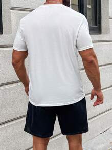 Manfinity Homme Nam Đồ họa Chữ cái Áo thun & quần đùi - Đen và trắng - Xem 3