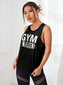 SHEIN Sports 字母圖案運動背心