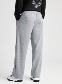 Manfinity Homme Quần bó sát eo có dây rút họa tiết chữ cái dành cho nam giới - Màu Xám nhạt - Xem 2