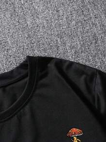 Manfinity Hypemode 男士大码卡通和標語圖案T恤 - 黑色 - 查看 4